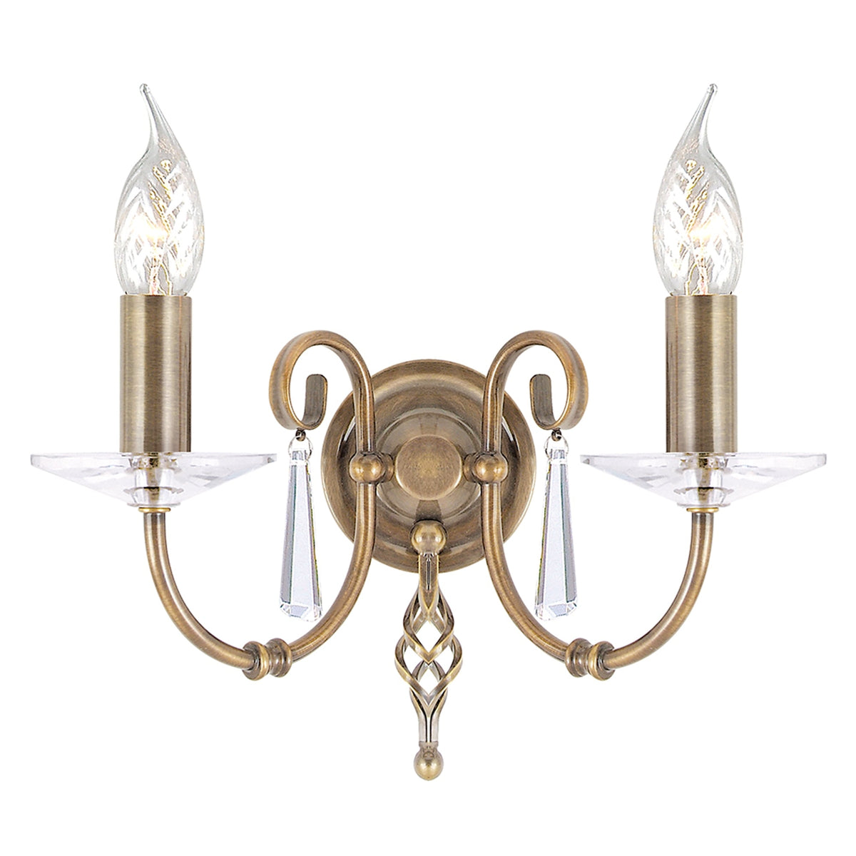 Aegean Two Arm Aged Brass Wall Light