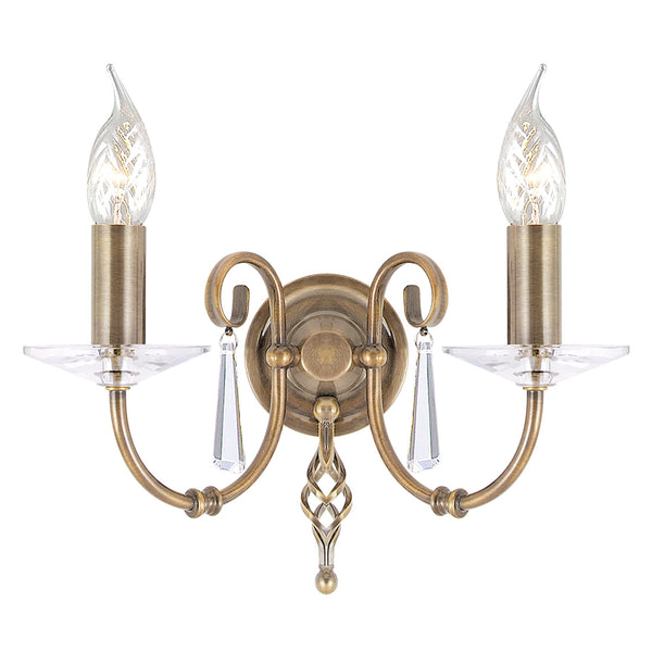 Aegean Two Arm Aged Brass Wall Light