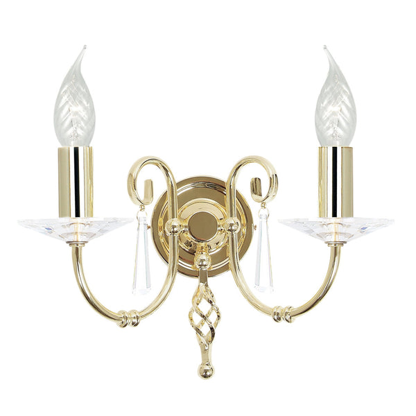 Aegean Two Arm Polished Brass Wall Light