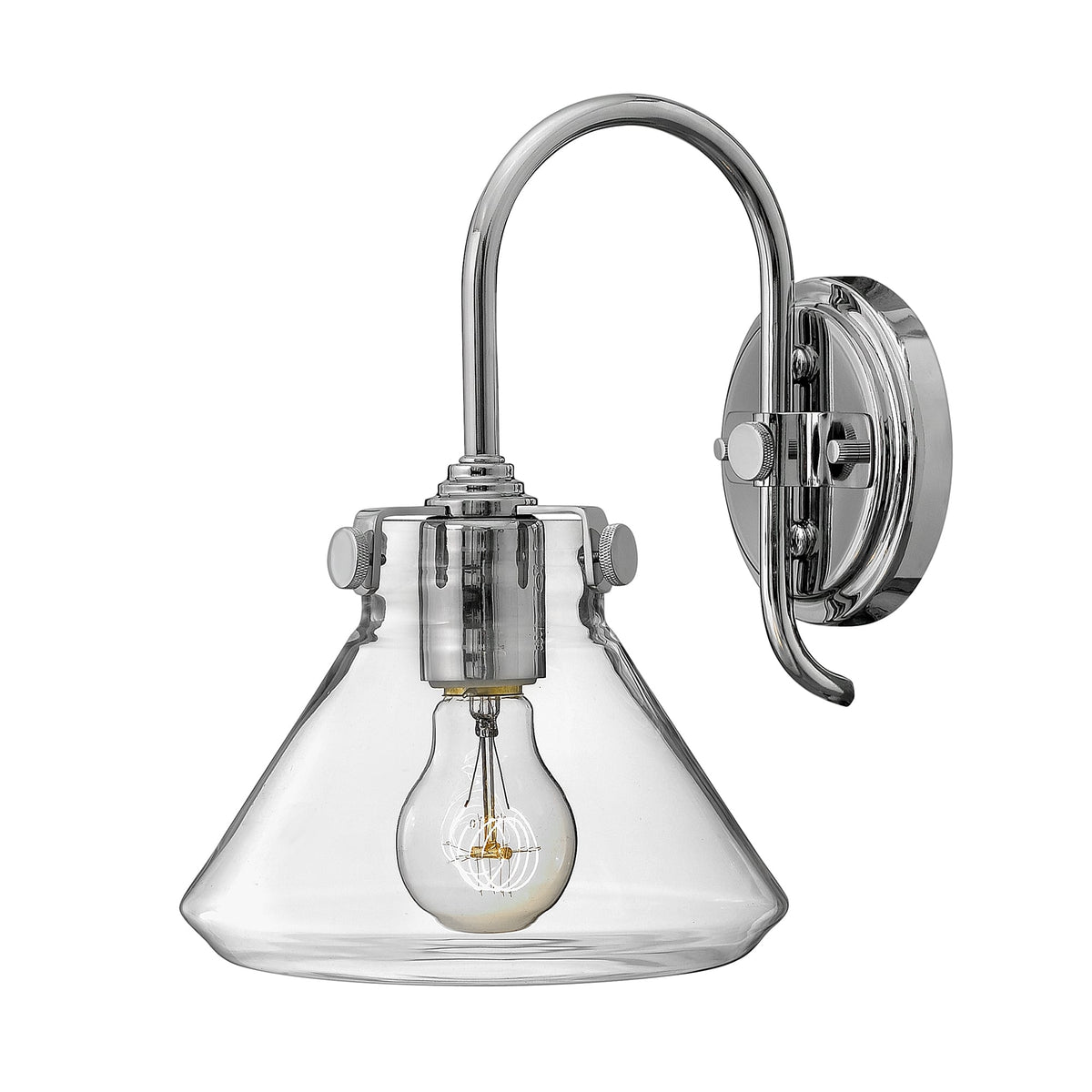 Congress Fluted Clear Glass Wall Light in Chrome