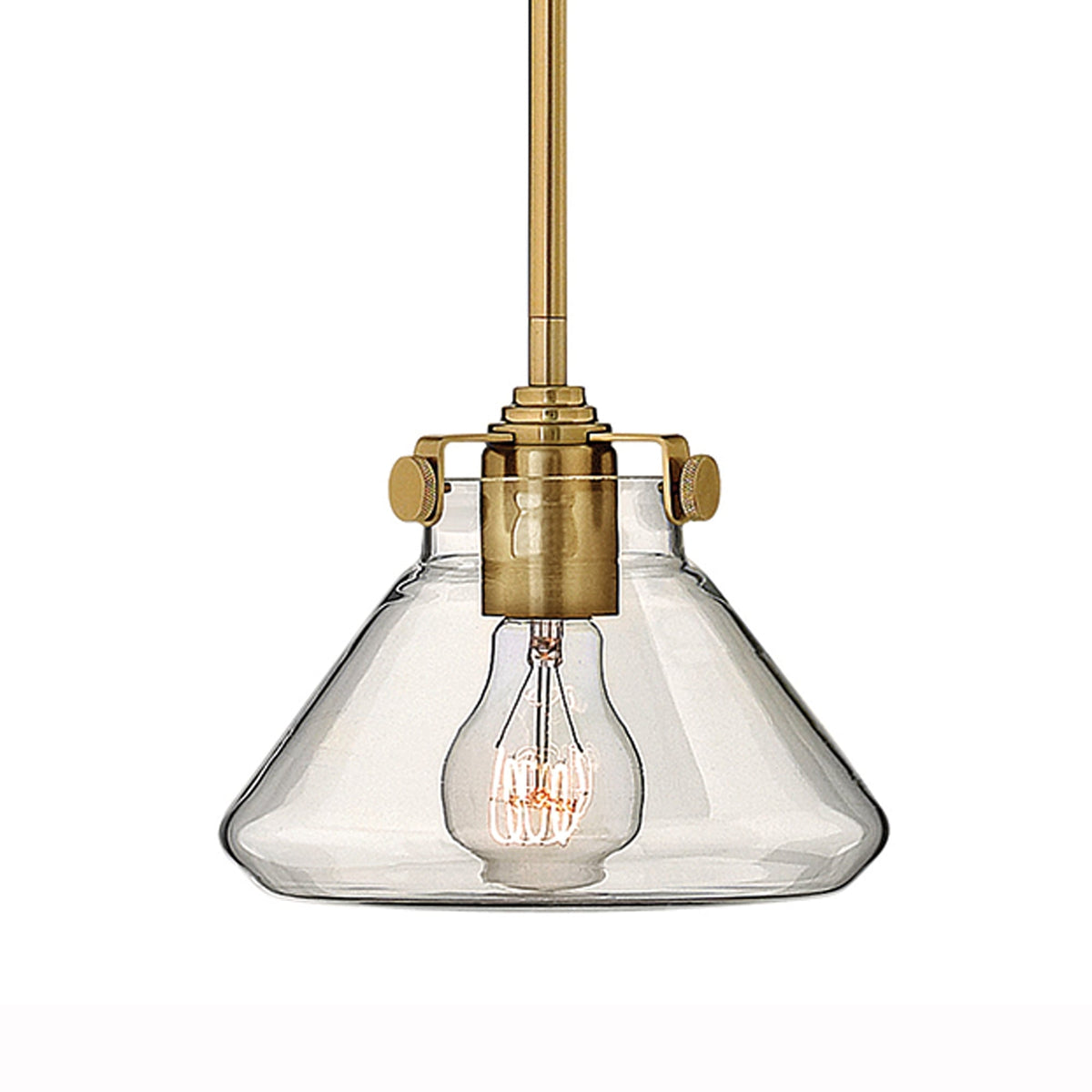 Congress Fluted Clear Glass Pendant in Brushed Caramel