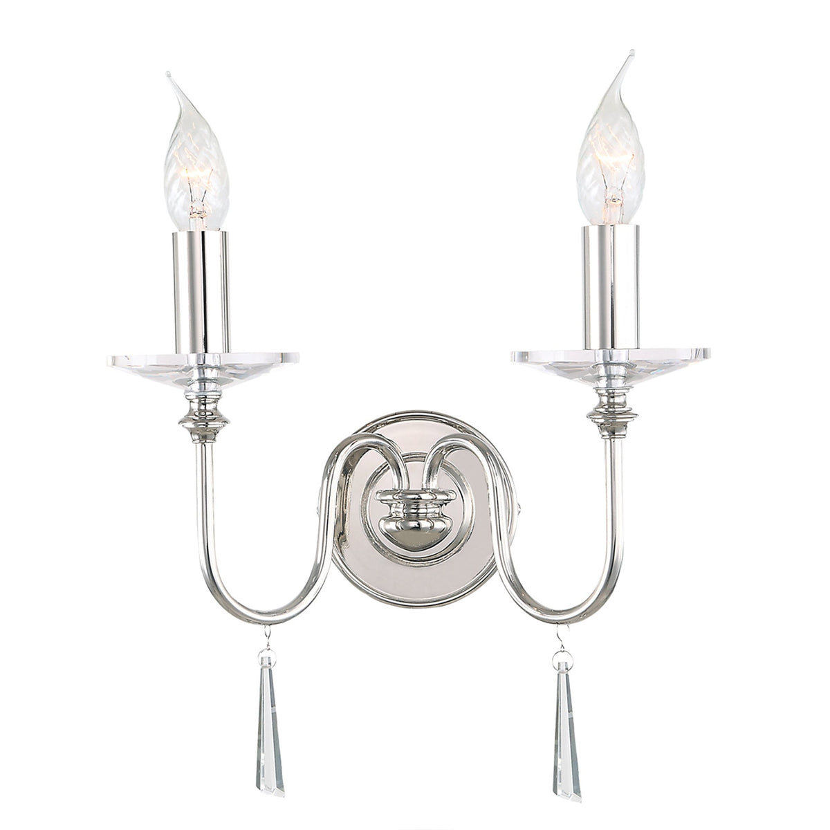 Finsbury Park Two Arm Polished Nickel Wall Light