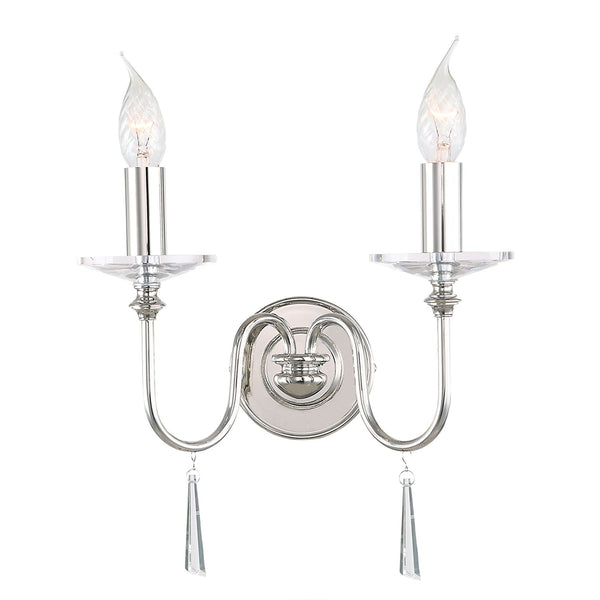 Finsbury Park Two Arm Polished Nickel Wall Light