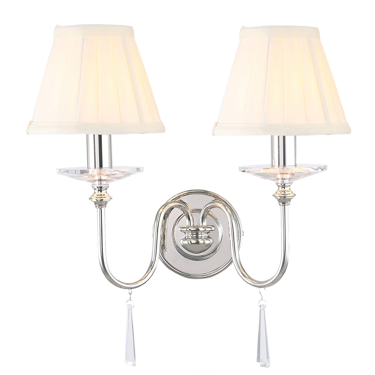 Finsbury Park Two Arm Polished Nickel Wall Light