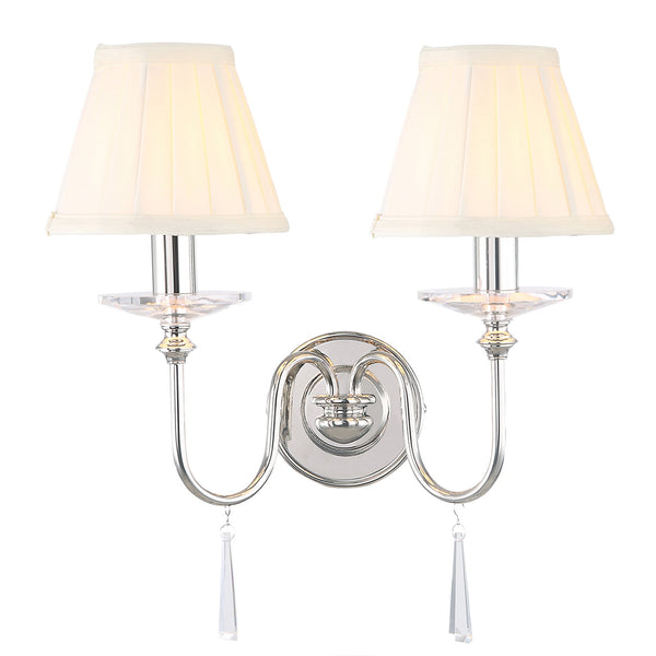 Finsbury Park Two Arm Polished Nickel Wall Light