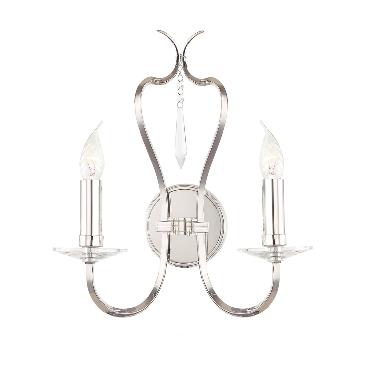 Pimlico Two Arm Polished Nickel Wall Light