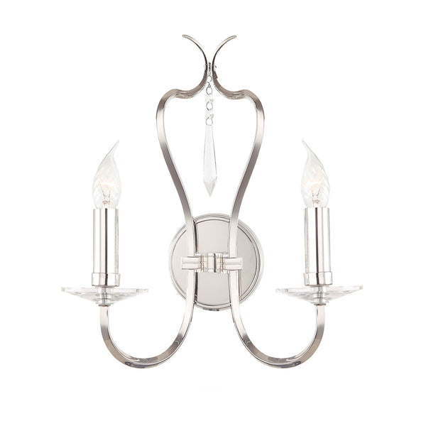 Pimlico Two Arm Polished Nickel Wall Light