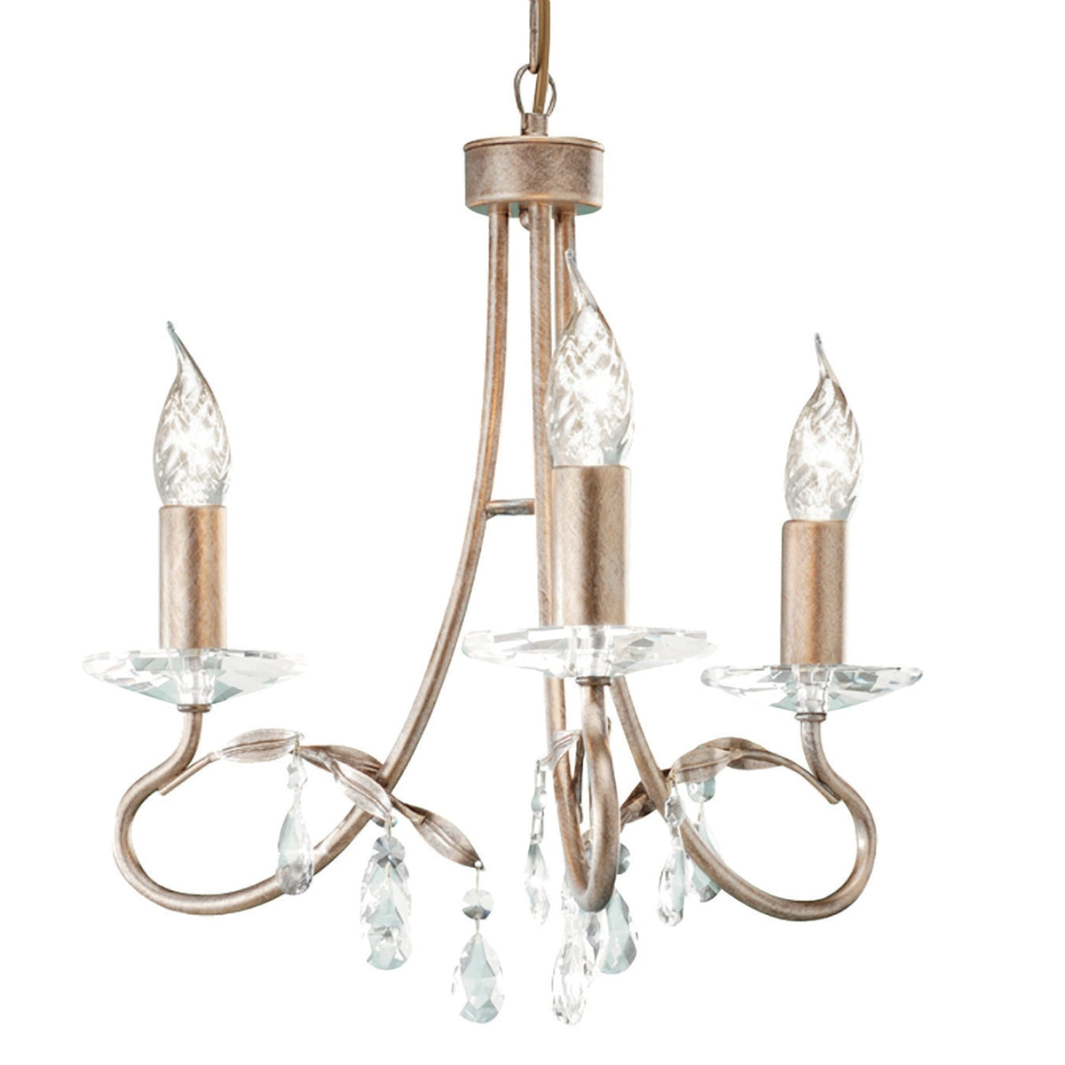 Christina Three Arm Silver and Gold Patina Chandelier