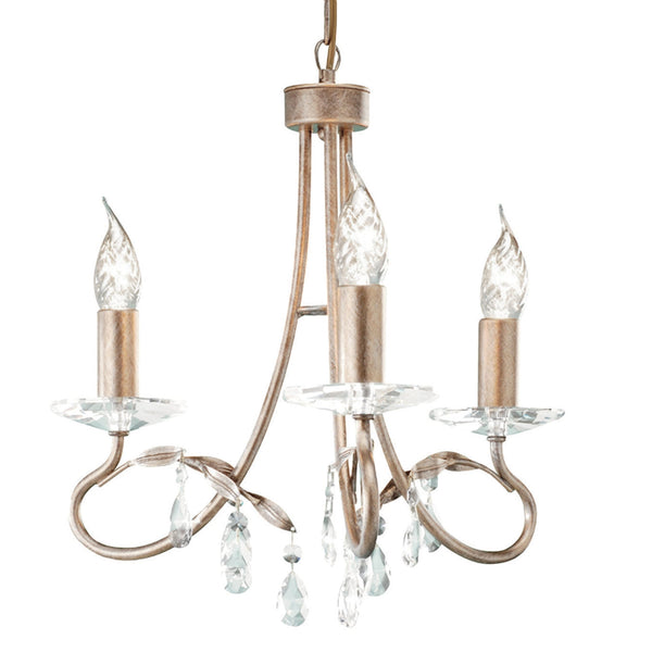 Christina Three Arm Silver and Gold Patina Chandelier