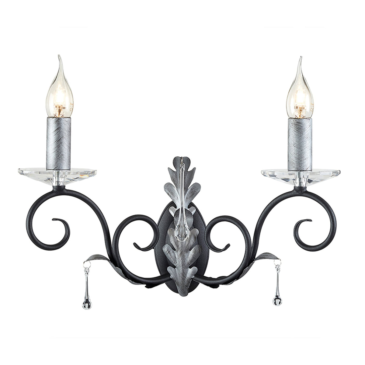 Amarilli Black and Silver Two Arm Wall Light