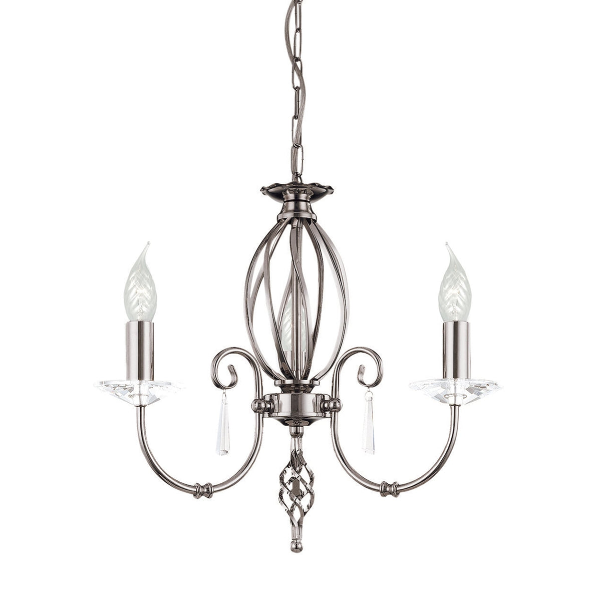 Aegean Three Arm Polished Nickel Chandelier or Semi Flush