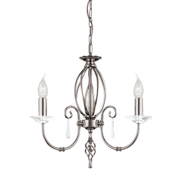 Aegean Three Arm Polished Nickel Chandelier or Semi Flush