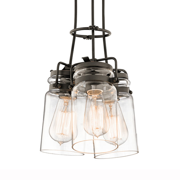 Brinley Three Light Cluster Pendant in Olde Bronze