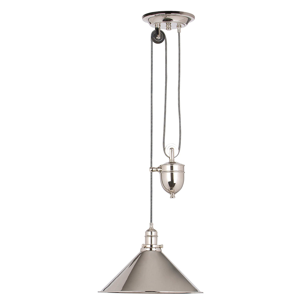 Provence Polished Nickel Rise and Fall Pendant Light