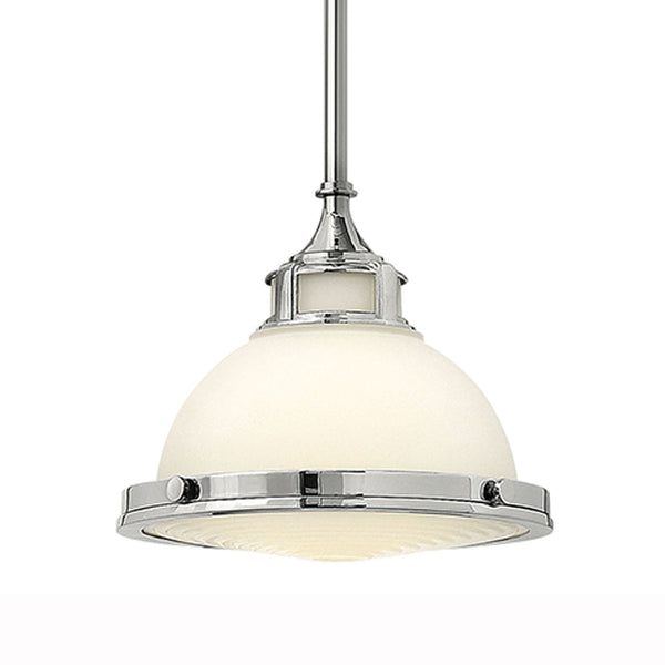Amelia Mini Pendant in Etched Glass & Polished Chrome