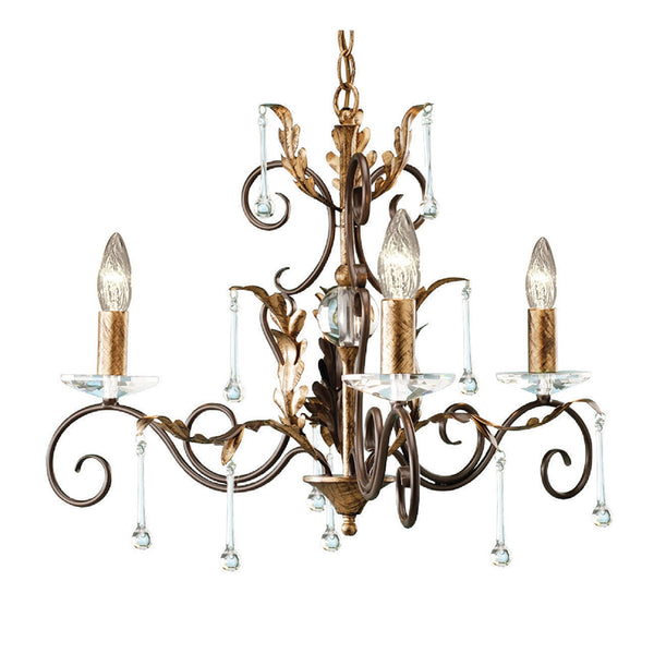 Amarilli Bronze and Gold Three Arm Chandelier