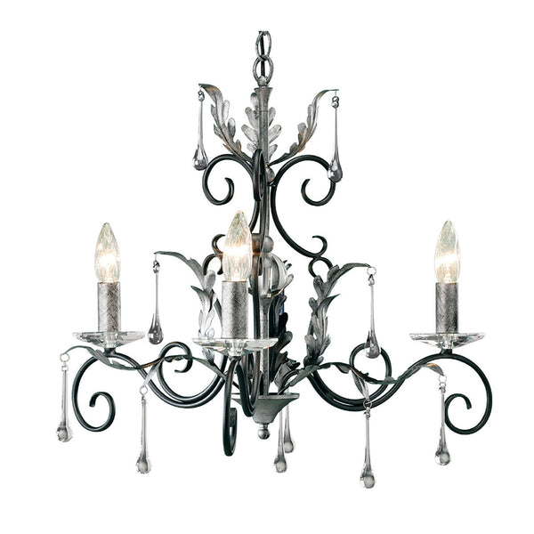 Amarilli Black and Silver Three Arm Chandelier