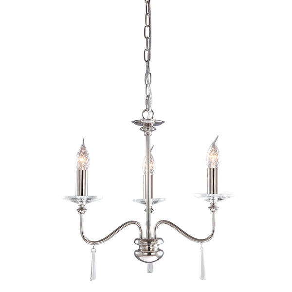Finsbury Park Three Arm Polished Nickel Chandelier
