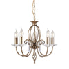 Aegean Five Arm Aged Brass Chandelier or Semi Flush