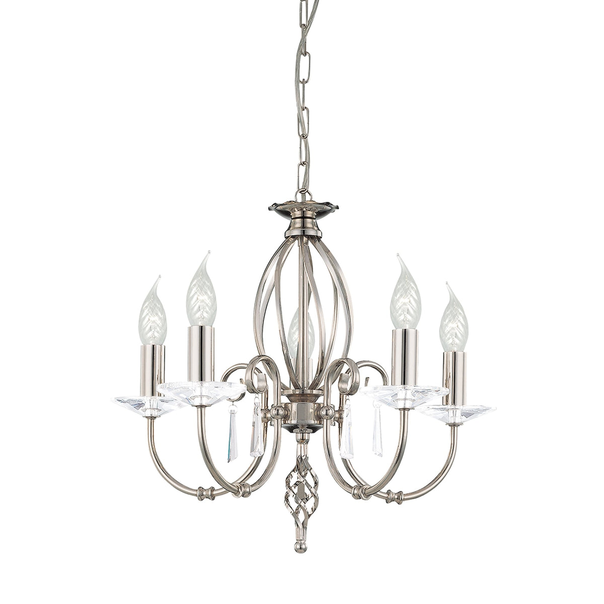 Aegean Five Arm Polished Nickel Chandelier or Semi Flush