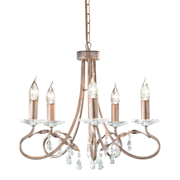 Christina Five Arm Silver and Gold Patina Chandelier