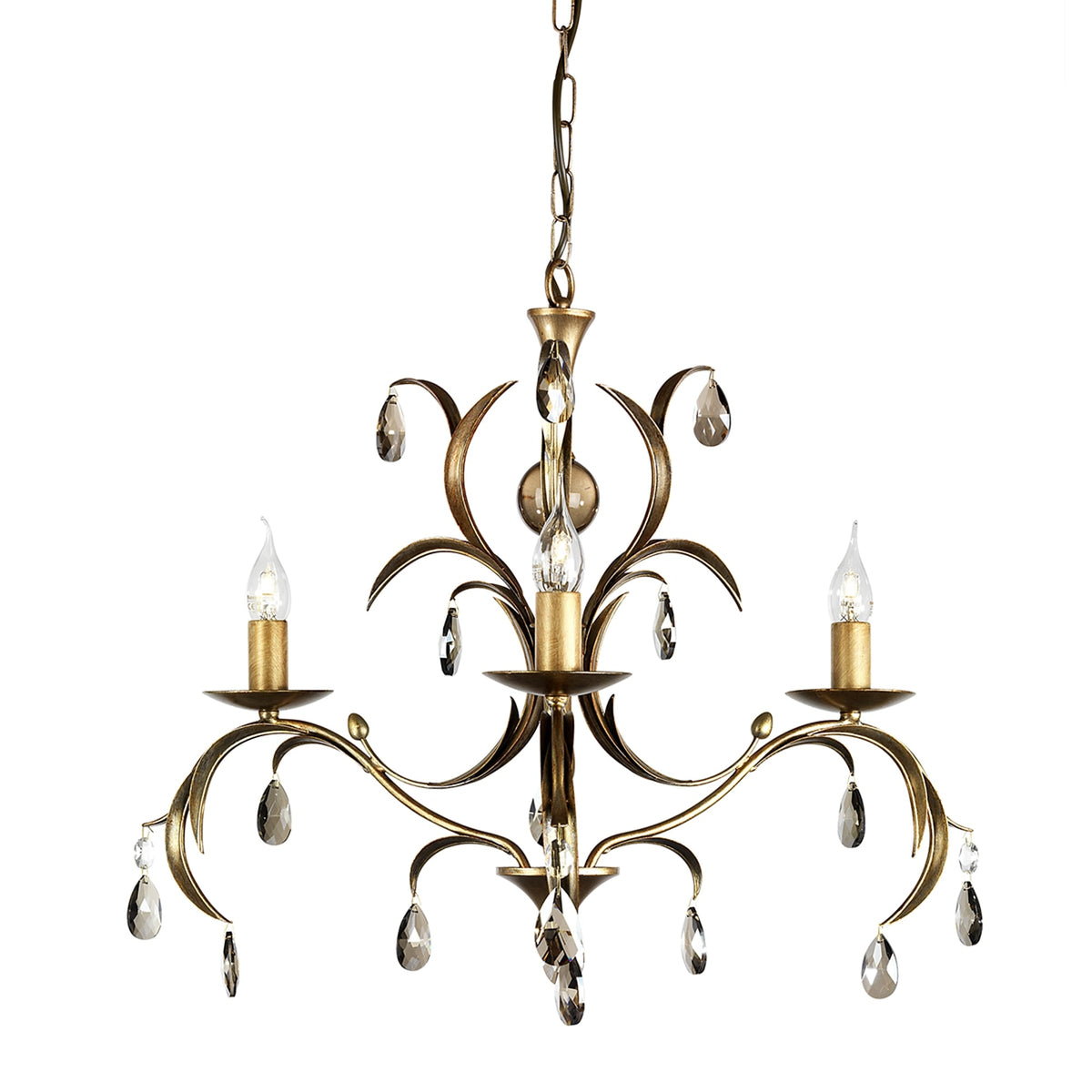 Lily Metallic Bronze Patina Three Arm Chandelier