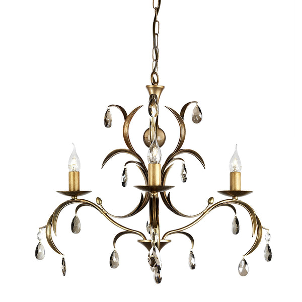 Lily Metallic Bronze Patina Three Arm Chandelier