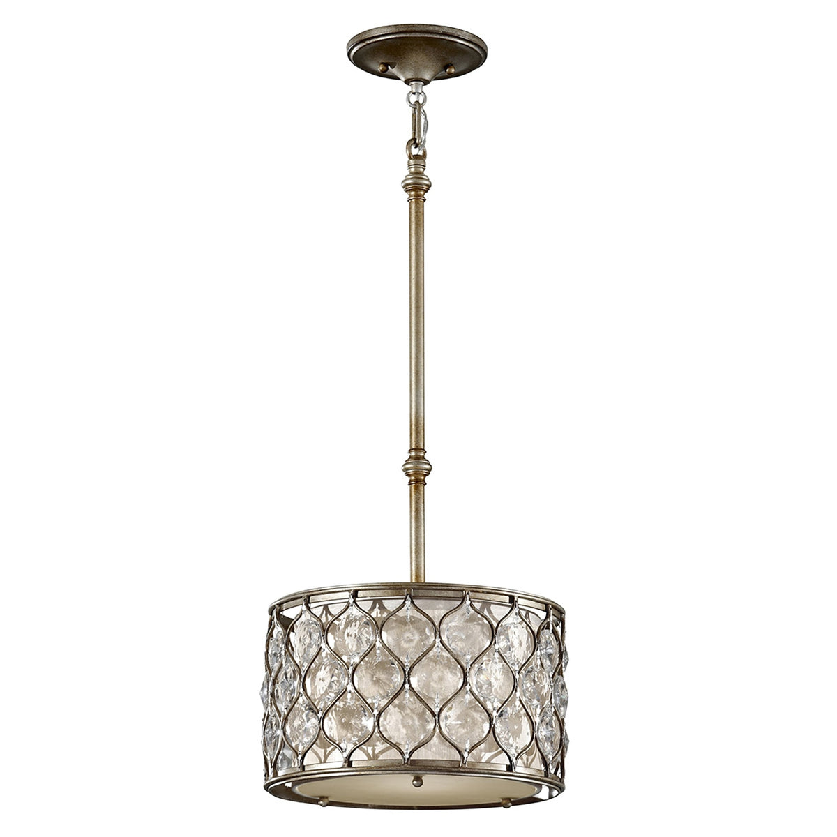 Lucia Small Crystal Pendant Light in Burnished Silver