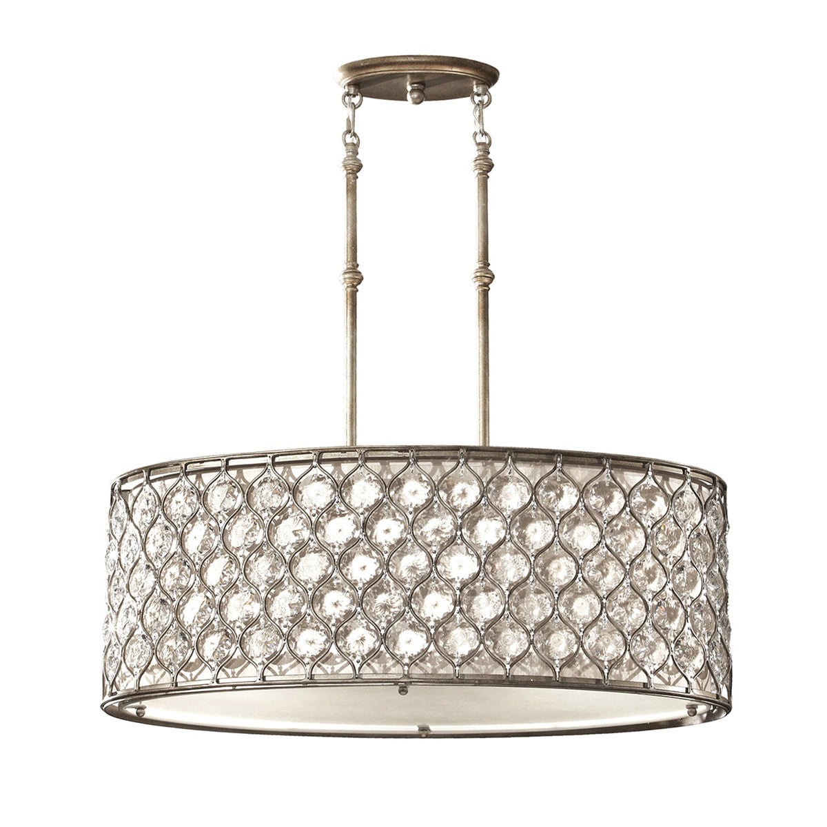 Lucia Oval Crystal Pendant Light in Burnished Silver