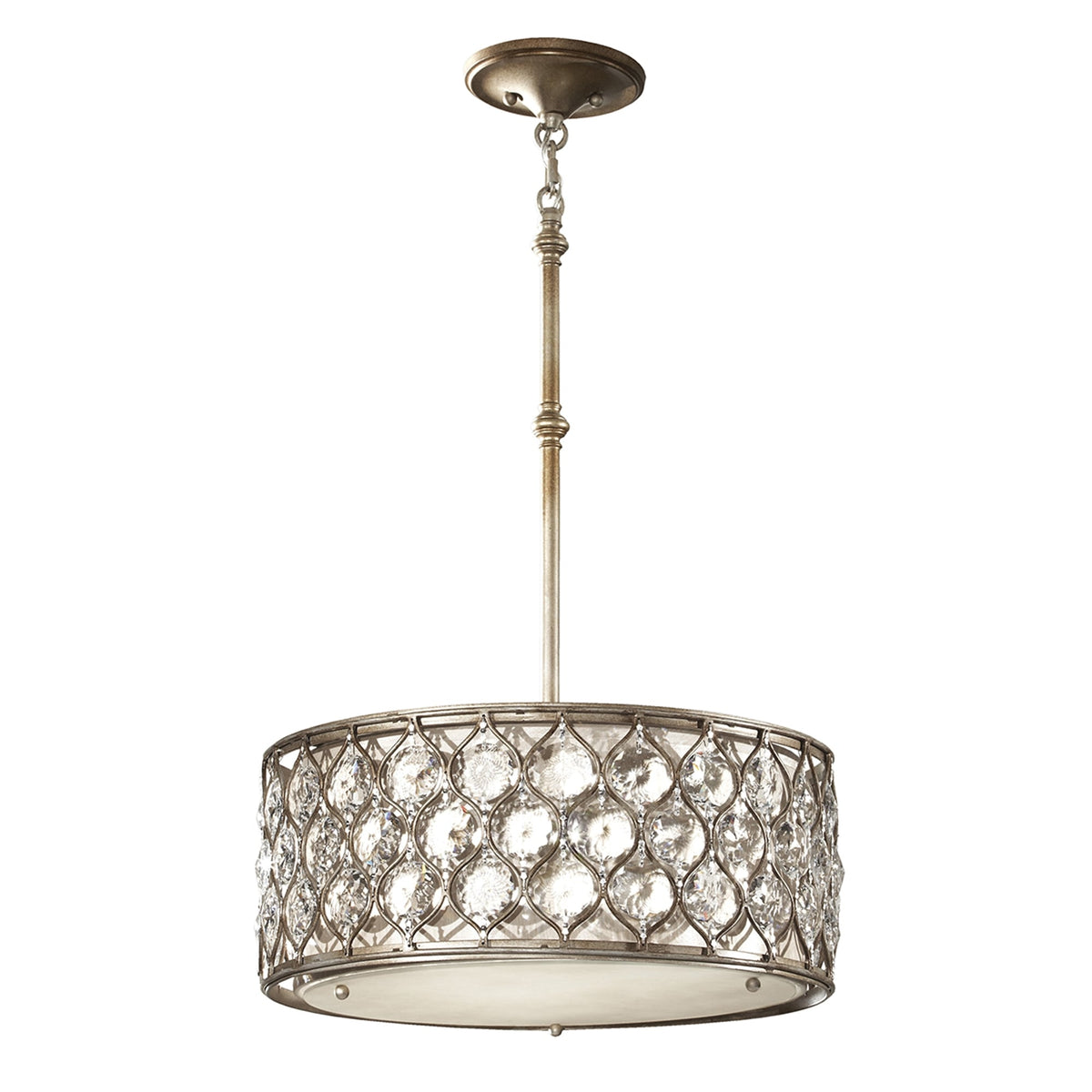 Lucia Large Crystal Pendant Light in Burnished Silver