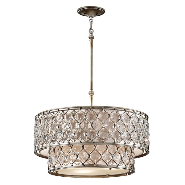 Lucia Crystal Two Tier Chandelier in Burnished Silver