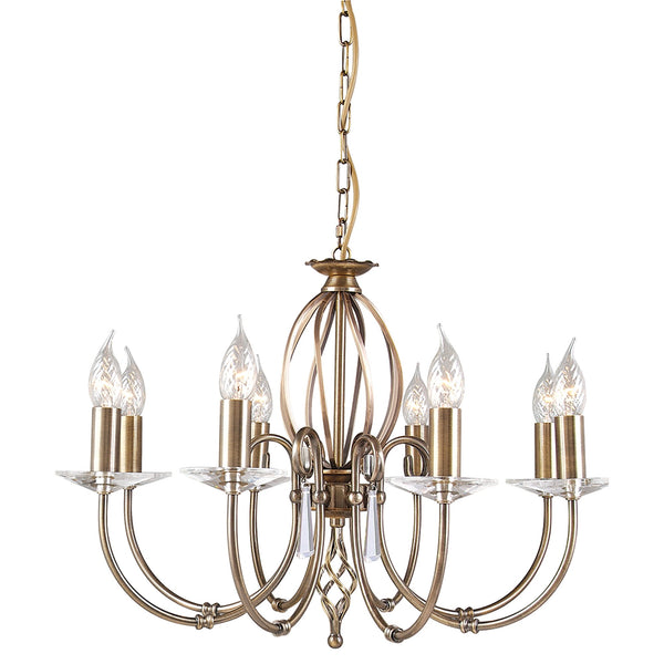 Aegean Eight Arm Aged Brass Chandelier or Semi Flush