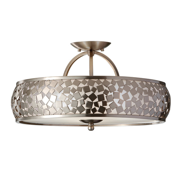 Zara Semi Flush Ceiling Light in Brushed Steel