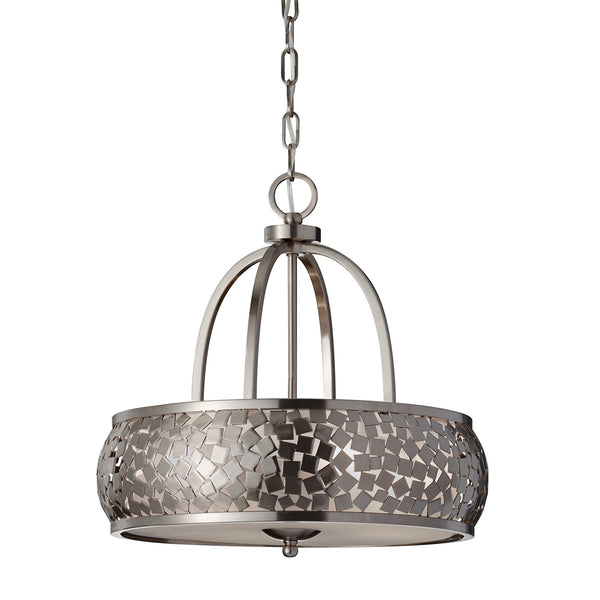 Zara 4 Light Chandelier with Diffuser in Brushed Steel
