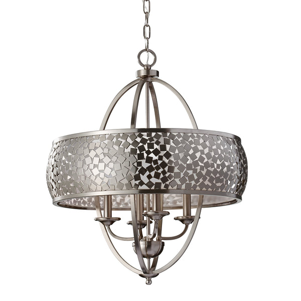 Zara 4 Light Chandelier In Brushed Steel