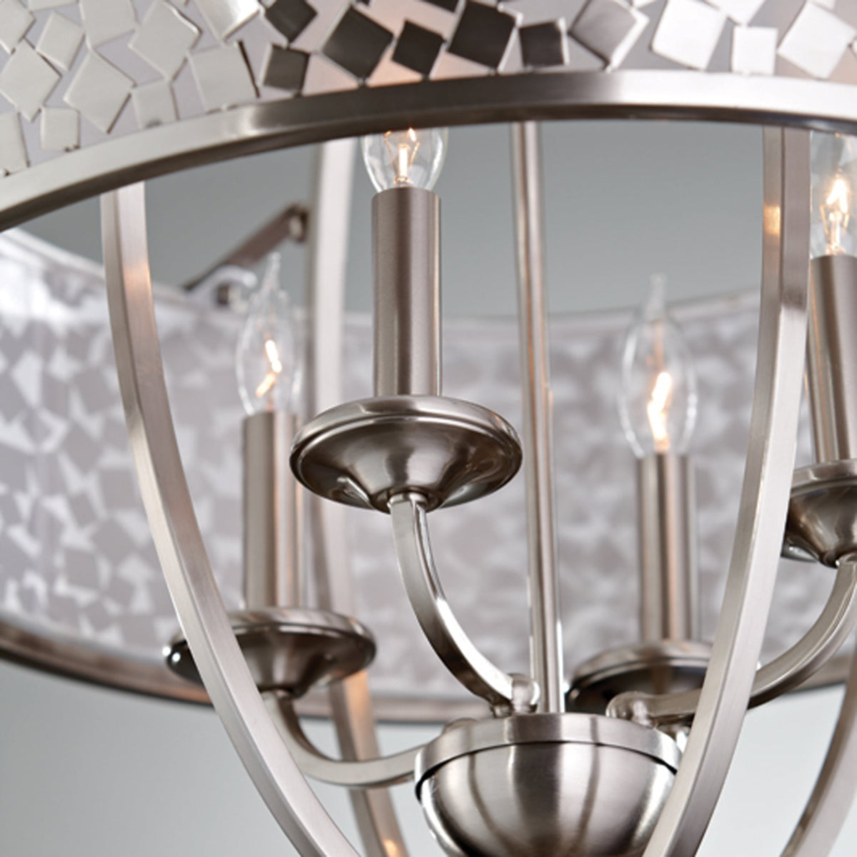 Zara 4 Light Chandelier In Brushed Steel