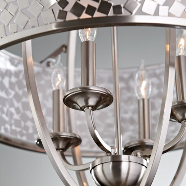 Zara 4 Light Chandelier In Brushed Steel