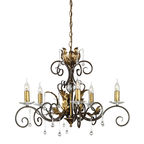 Amarilli Bronze and Gold Five Arm Chandelier