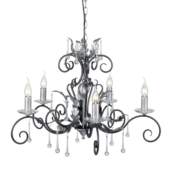 Amarilli Black and Silver Five Arm Chandelier