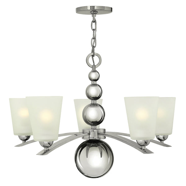 Zelda 5 Light Chandelier in Polished Nickel