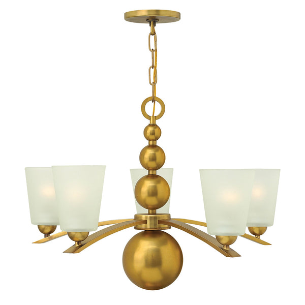 Zelda 5 Light Chandelier in Vintage Brass