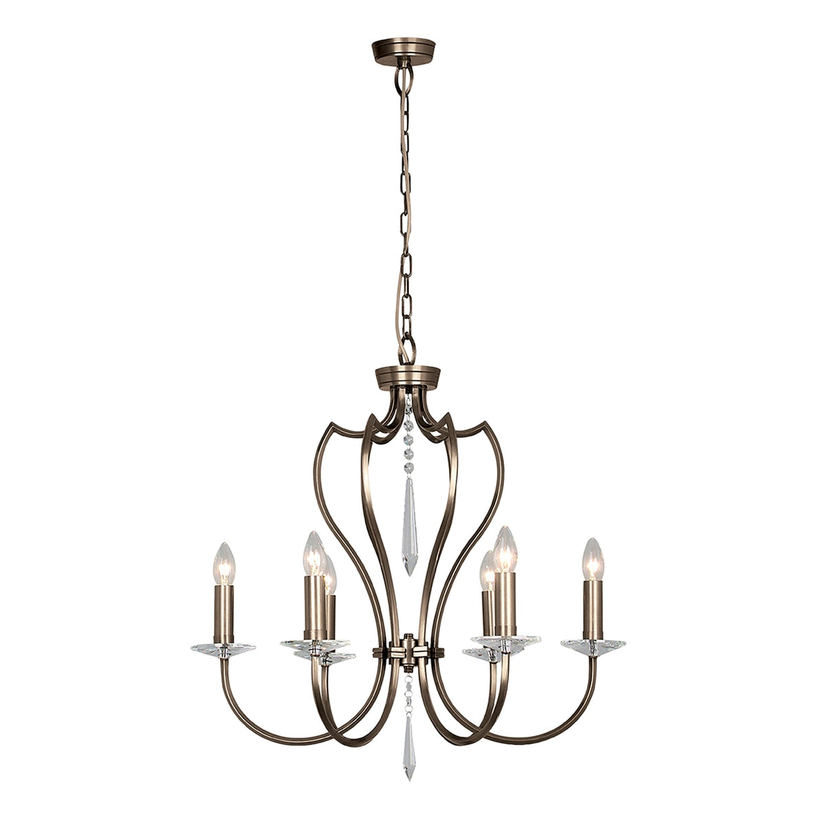 Pimlico Six Arm Dark Bronze Chandelier