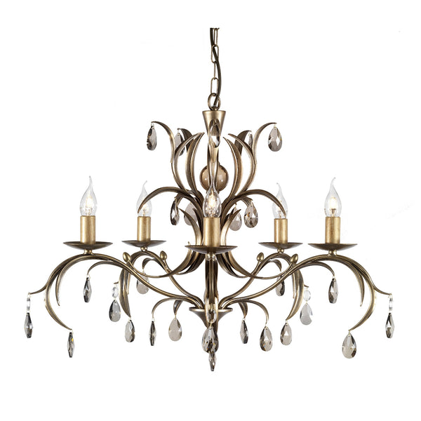 Lily Metallic Bronze Patina Five Arm Chandelier
