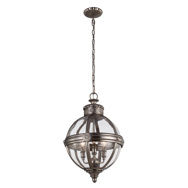 Adams 3 Light Pendant in Antique Nickel