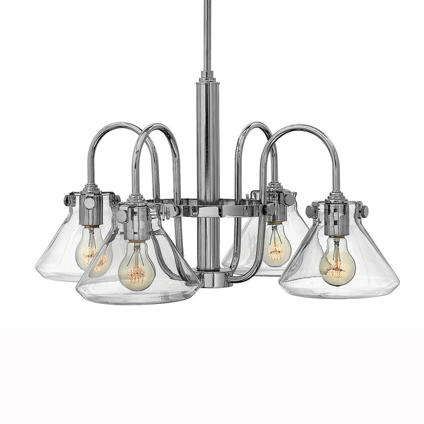 Congress Fluted Clear Glass 4 Arm Chandelier in Chrome