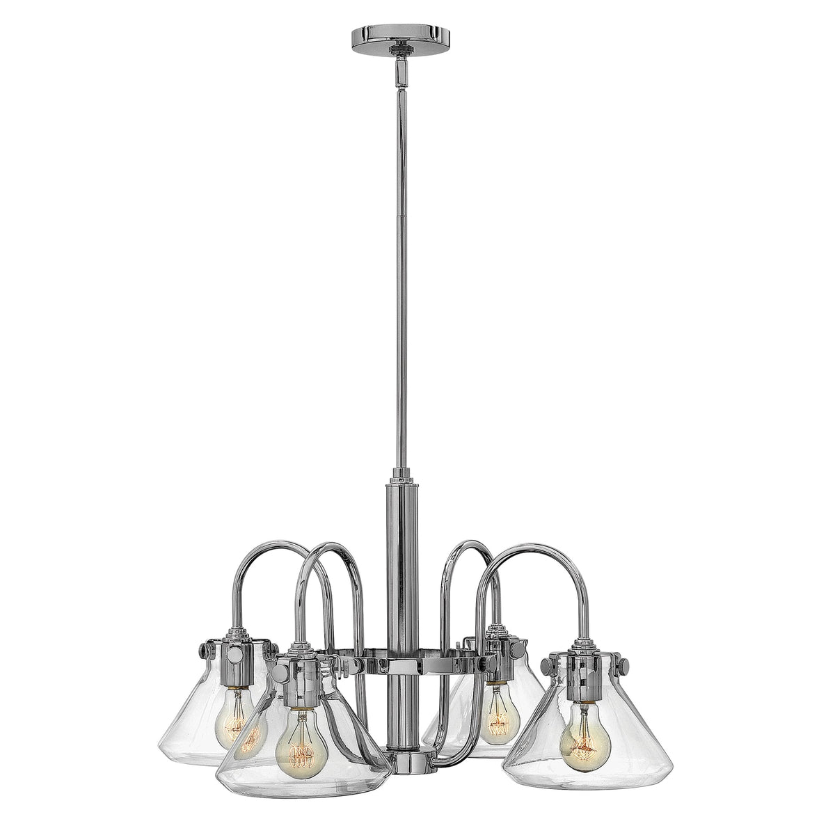Congress Fluted Clear Glass 4 Arm Chandelier in Chrome