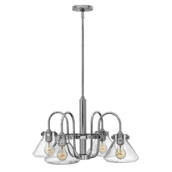 Congress Fluted Clear Glass 4 Arm Chandelier in Chrome