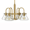 Congress Fluted Glass Four Arm Chandelier in Brushed Caramel