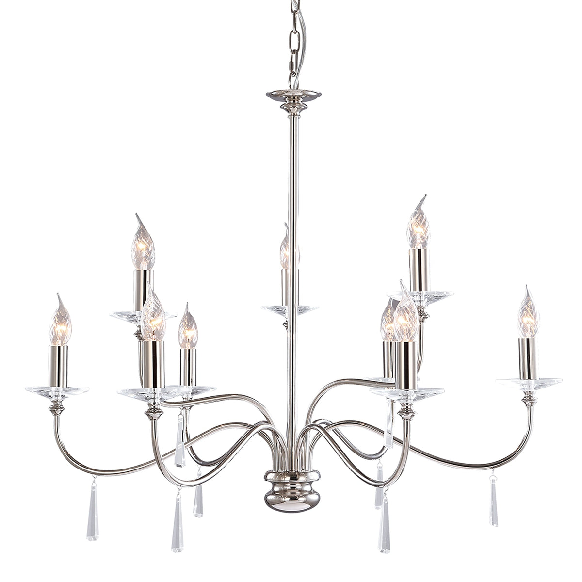 Finsbury Park Nine Arm Polished Nickel Chandelier