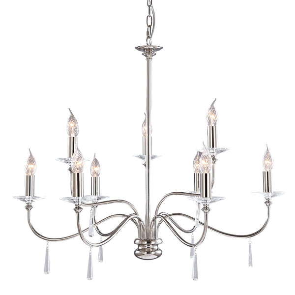 Finsbury Park Nine Arm Polished Nickel Chandelier